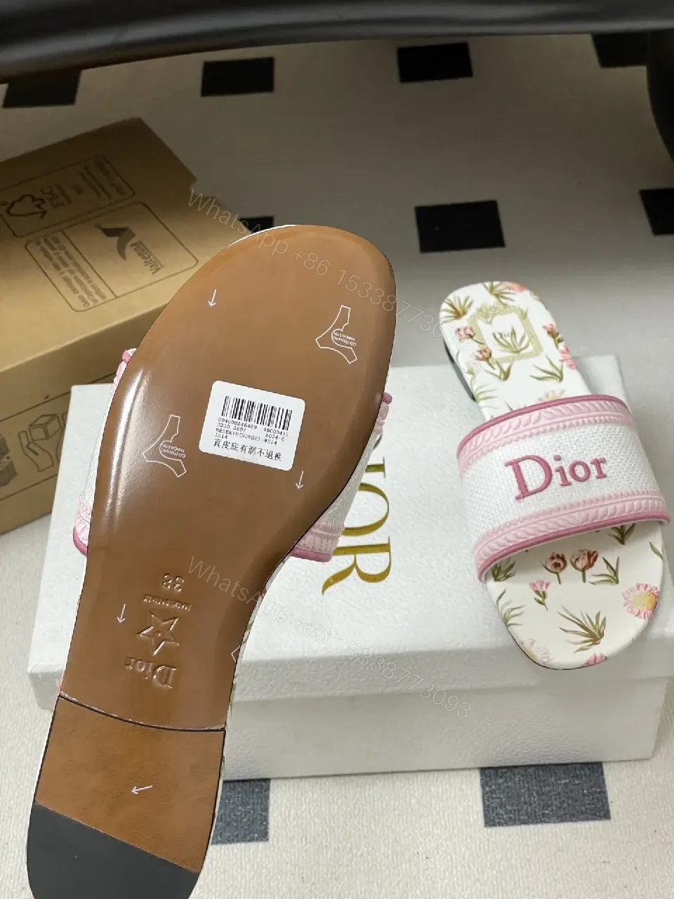 View 7 of Floral-Print Slides with Luxe Strap Comfort Footbed