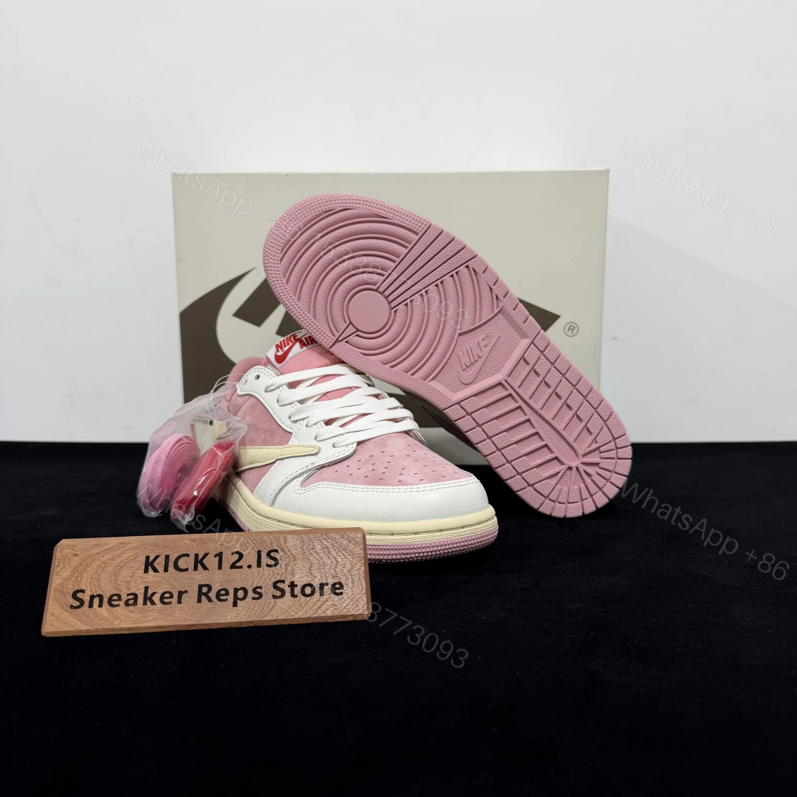View 3 of Travis Scott x Air Jordan 1 Low OG Shy Pink Replica
