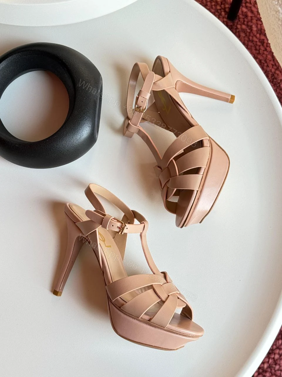 View 8 of Saint Laurent Dusty Leather Tribute Sandals
