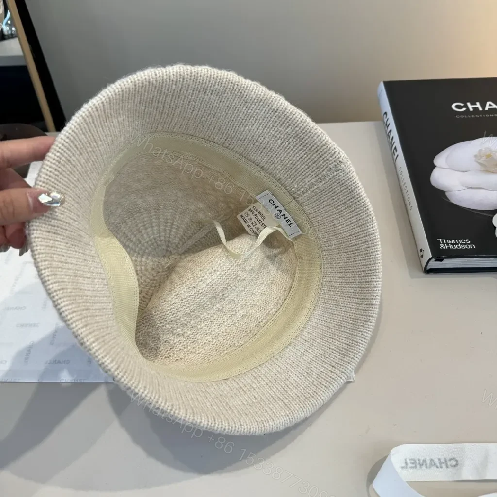 View 7 of Soft-knit White Bucket Hat with Subtle Logo Embroidery