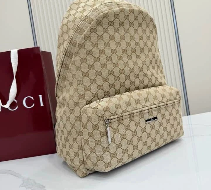 View 2 of Gucci Tag Sand and Dark Brown Backpack