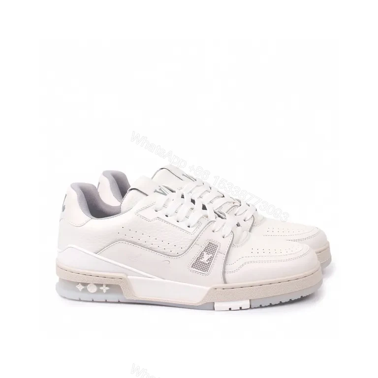 View 8 of Minimalist White Luxury Sneakers - Premium Leather, Subtle LV Details, All-Day Comfort