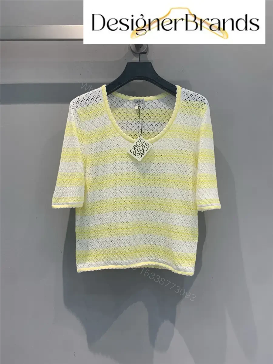 LOEWE Paula Ibiza Cotton-Blend Short-Sleeve Knit Sweater — view 1