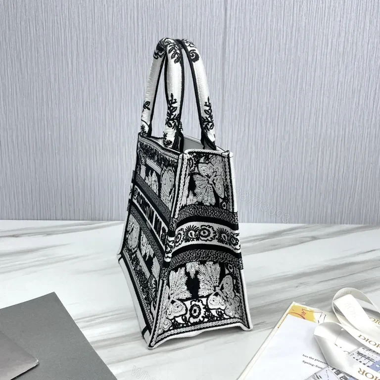 View 8 of Bold Couture Tote: Black-White Tapestry Designer Tote