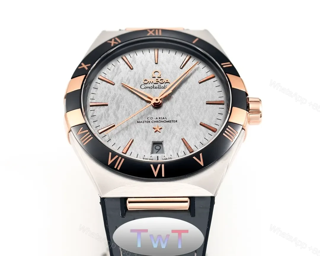 View 5 of Omega Constellation Meteorite Series 5th Generation 41MM Watch Silver Dial Black Ceramic Bezel Rose Gold Accents