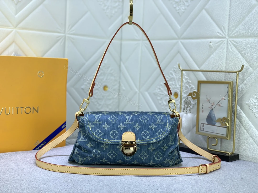 View 5 of Louis Vuitton Pleaty bag in blue denim