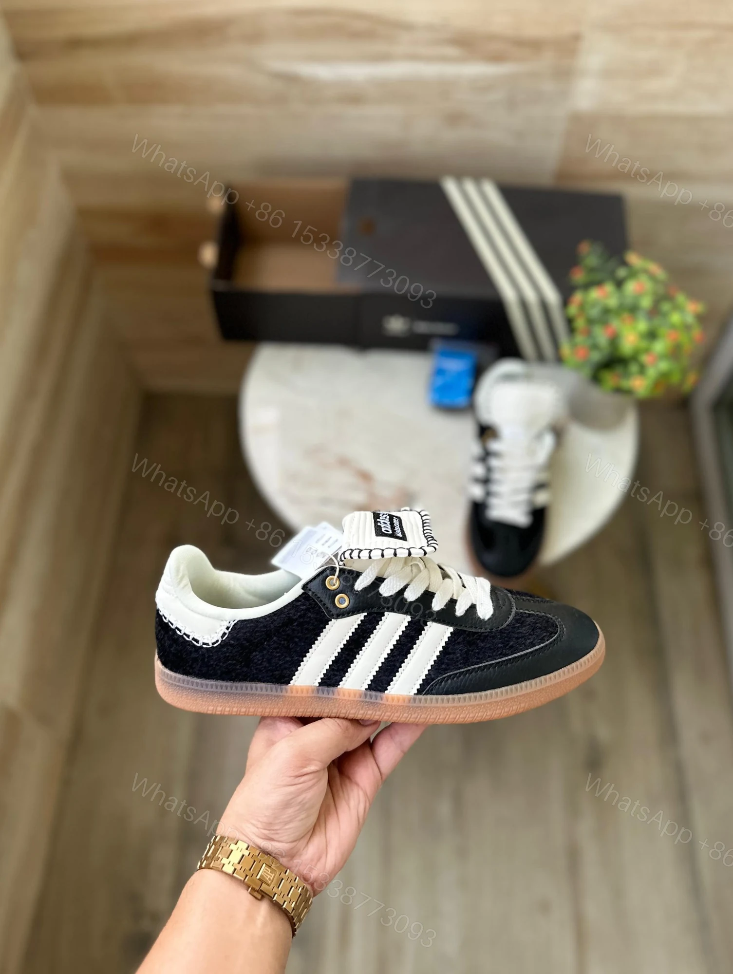View 3 of ADIDAS WALES BONNER SAMBA PONY TONAL LOW TRAINERS