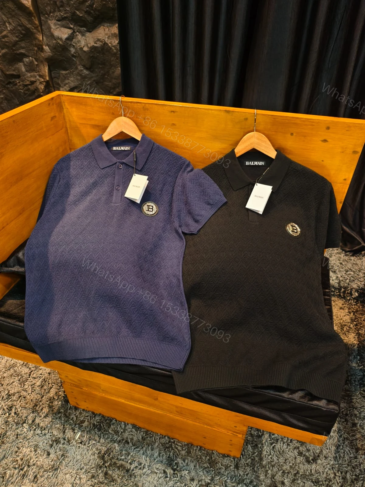 View 8 of FIRST COPY BALMAIN IMPORTED SUMMER BREATHABLE FABRICS COLLAR POLO T-SHIRT