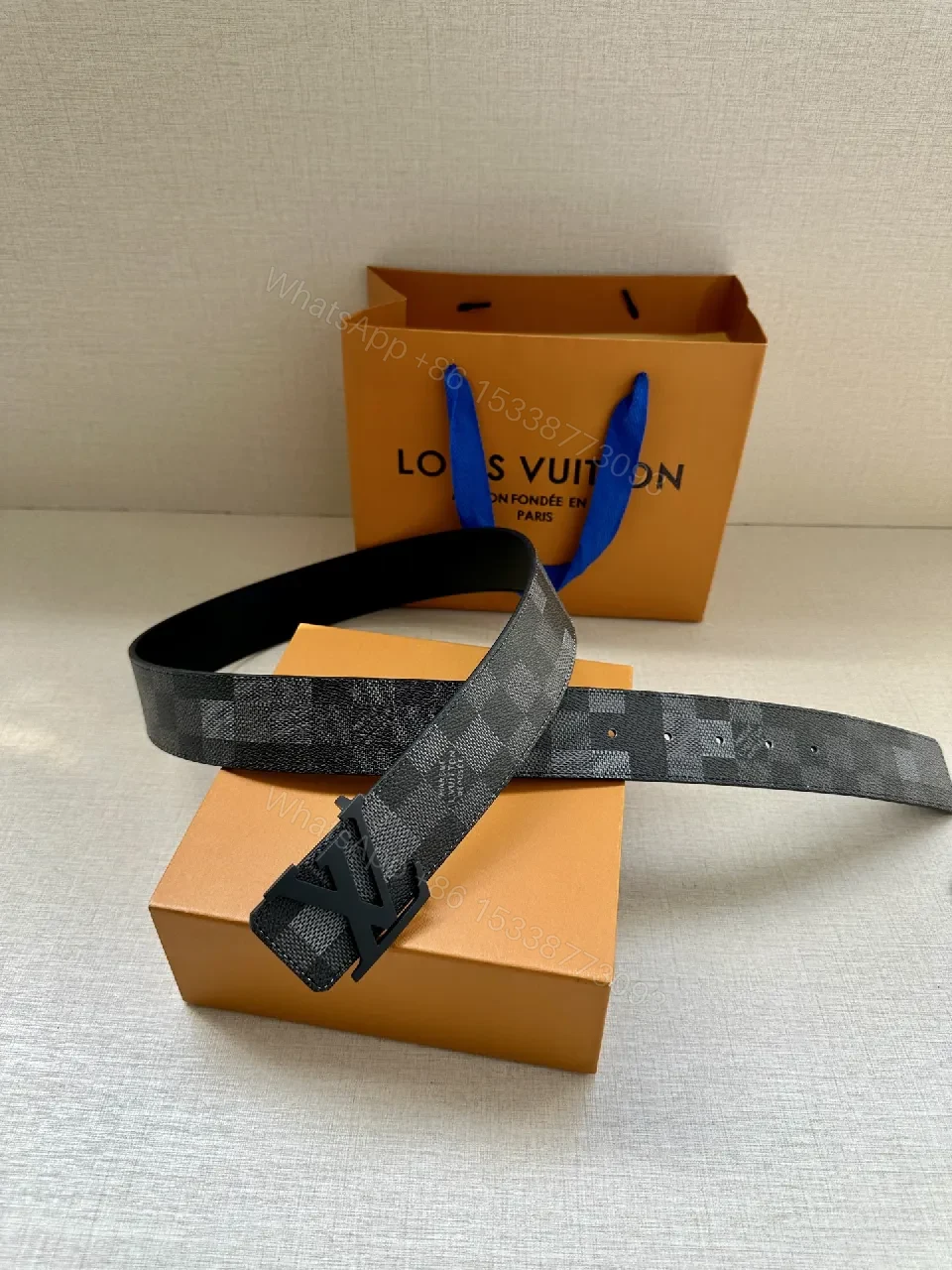 View 2 of Checkerboard Damier Belt: Modern Structural Luxury Edge