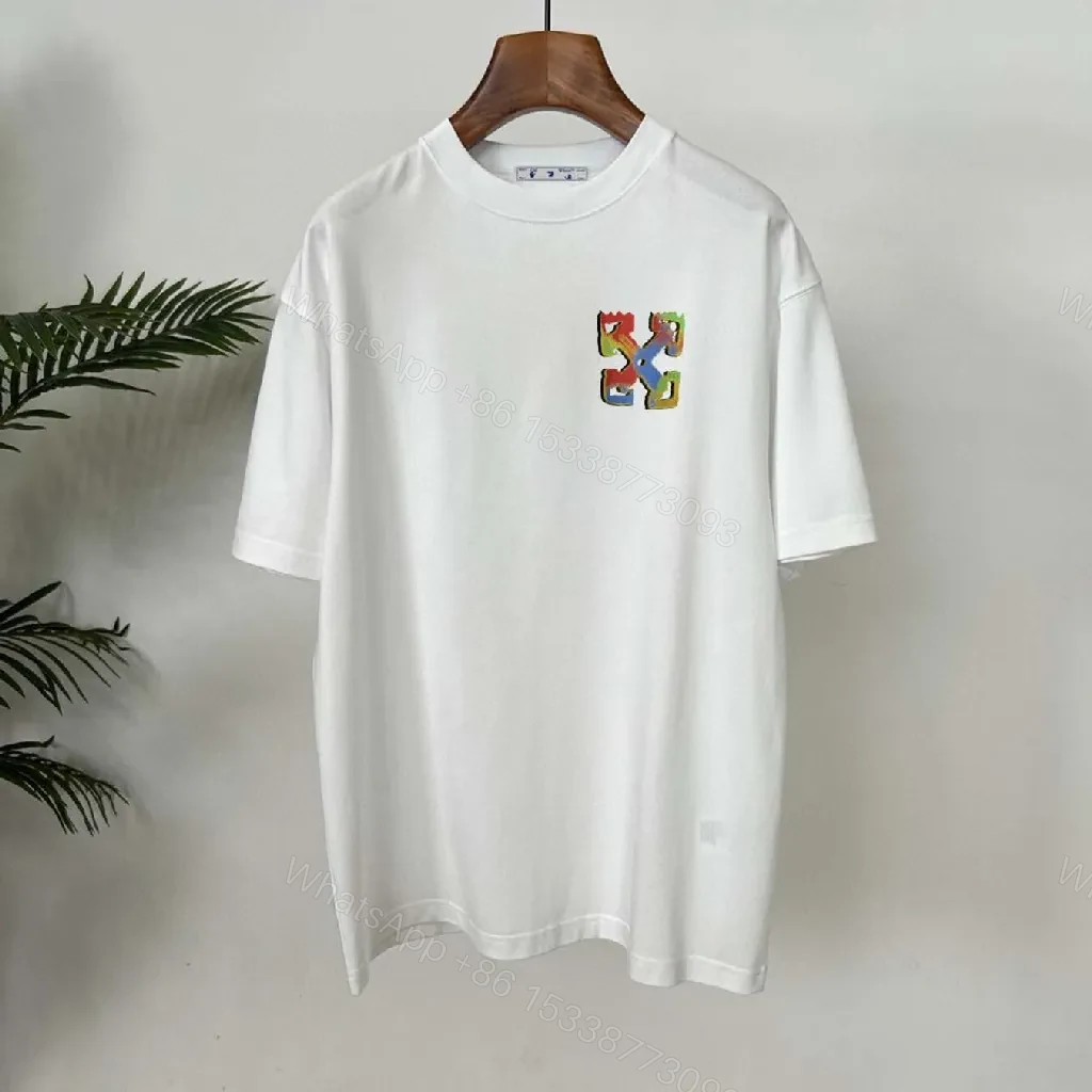 View 4 of Multicolor Off-White Logo Graphic Oversized Tee, Premium Cotton