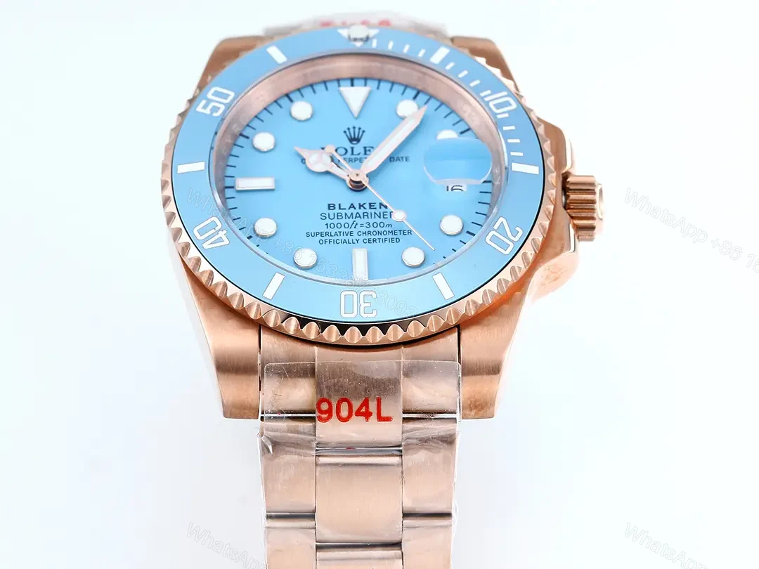 View 3 of Rolex Submariner Tiffany Rose Gold replica 40MM Oyster Bracelet Edition RLX-SUB-TIFFANY-ROSEGOLD-40MM-OYSTER-BLAKEN