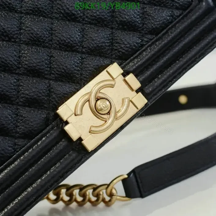 View 5 of Chanel Boy Medium Leather Black Handbag
