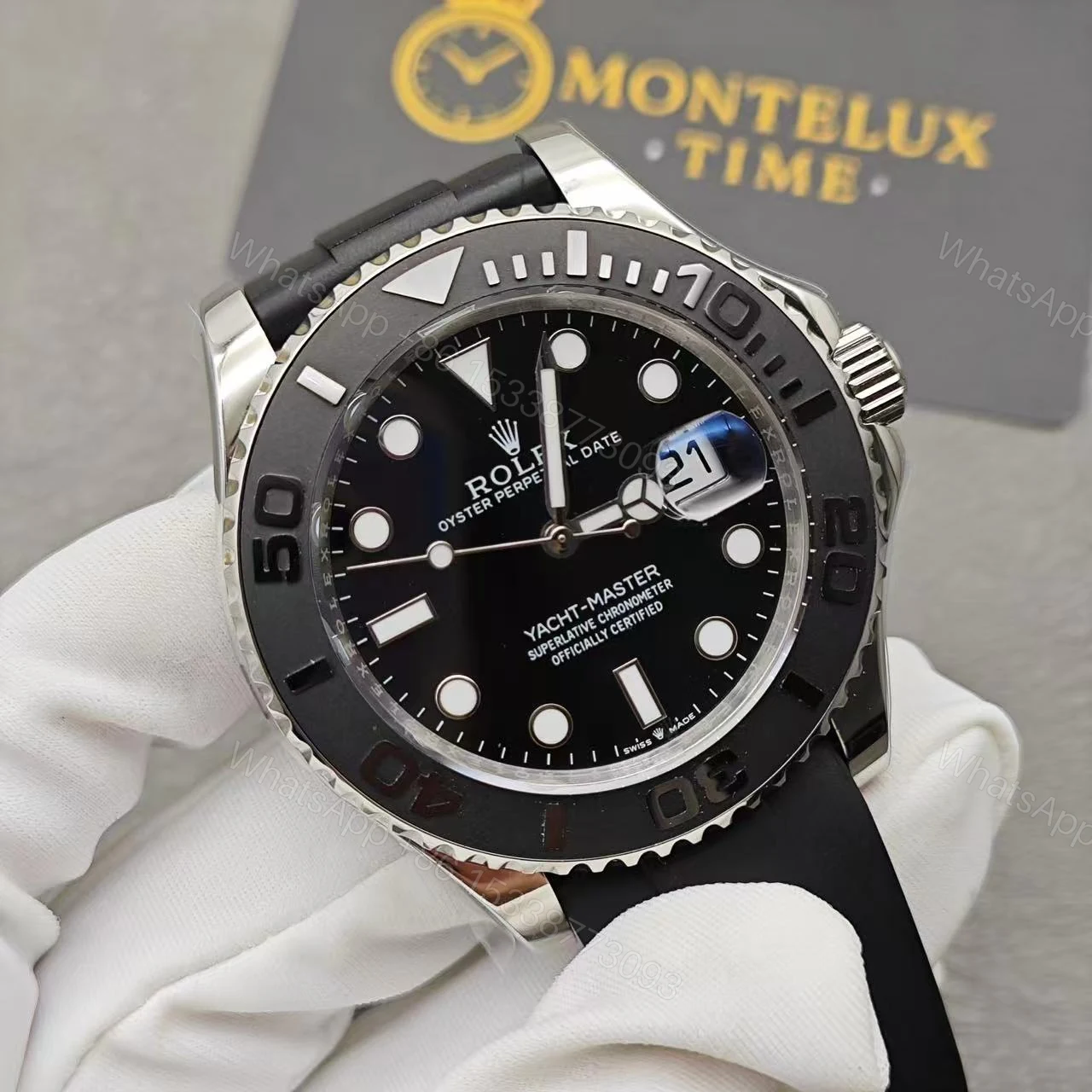 View 3 of Replica Rolex YACHT-MASTER 42 White gold 2022