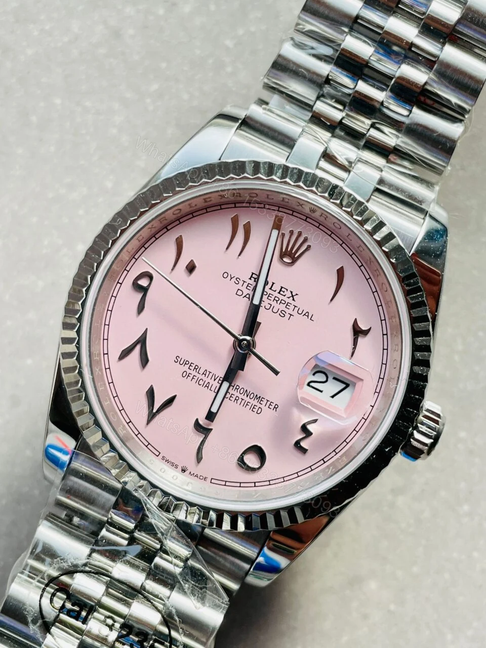 View 2 of DIWF Factory 1:1 Rolex DateJust 36 126234 Best Edition 904L Steel Tiffany Pink Dial Arabic Marker SA3235