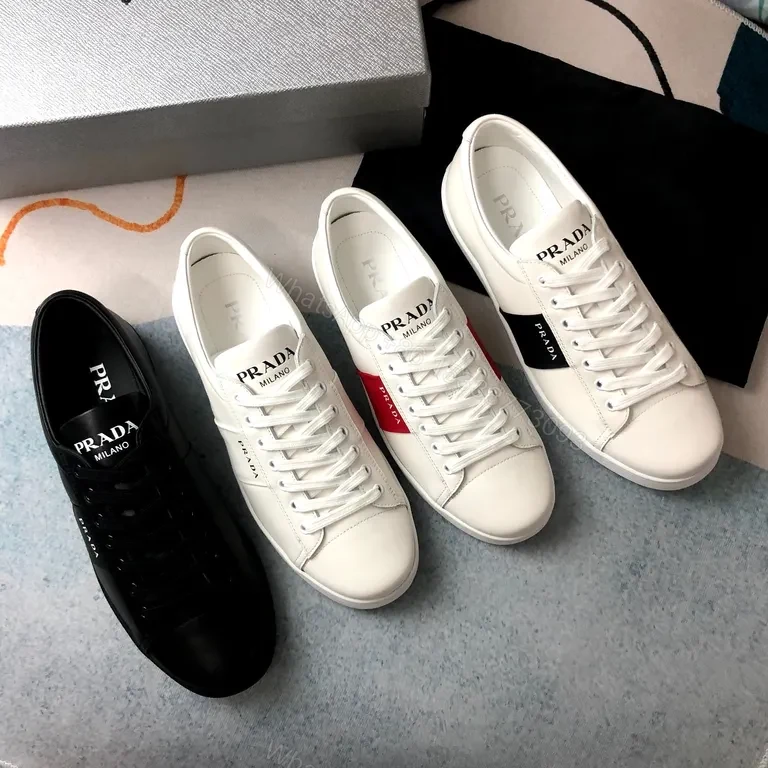 View 9 of White Leather Prada Milano Minimalist Sneakers with All-Day Comfort