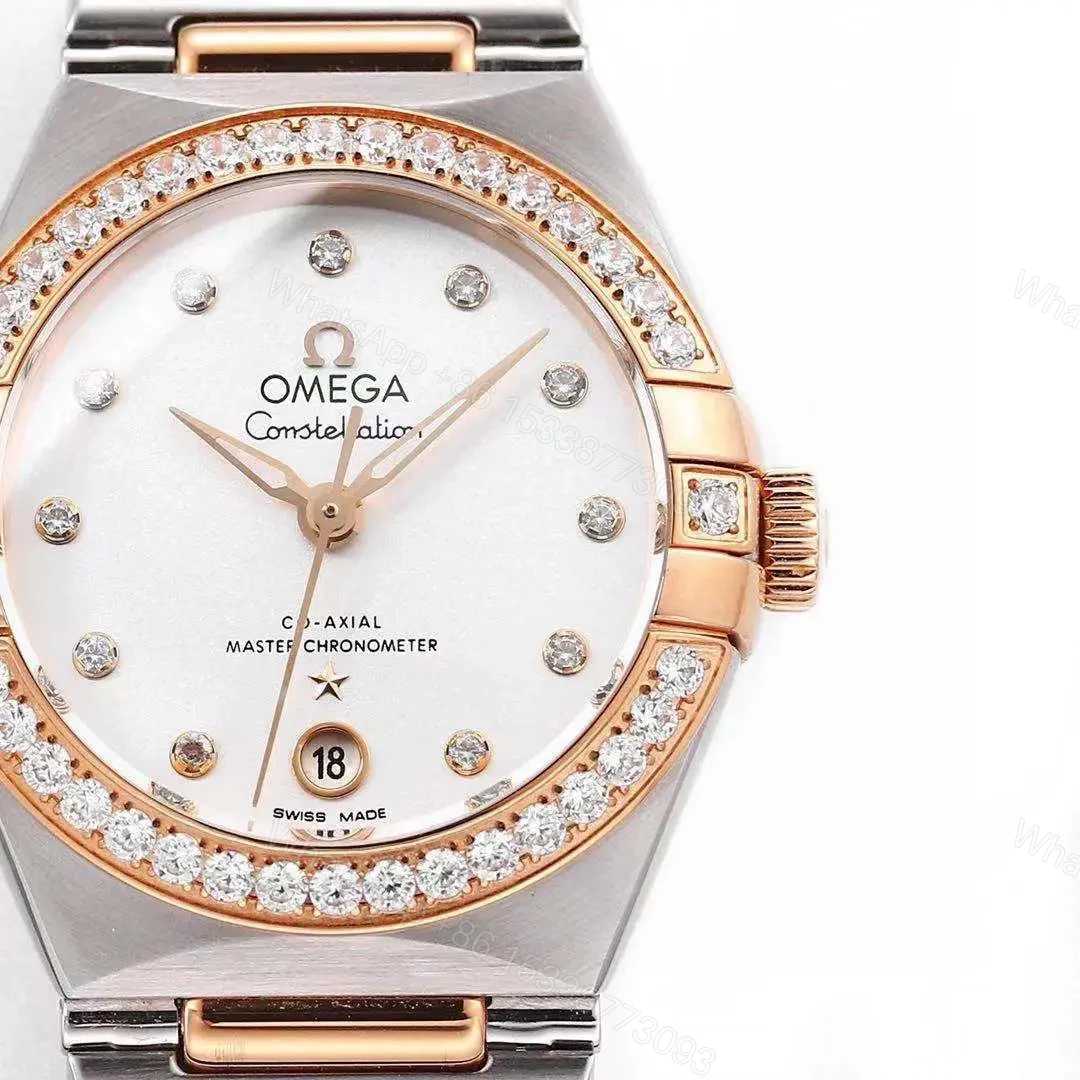 View 5 of Omega Constellation 29mm Women’s Watch V6 Version Silver and Rose Gold with Diamond Bezel White Dial Sapphire Crystal