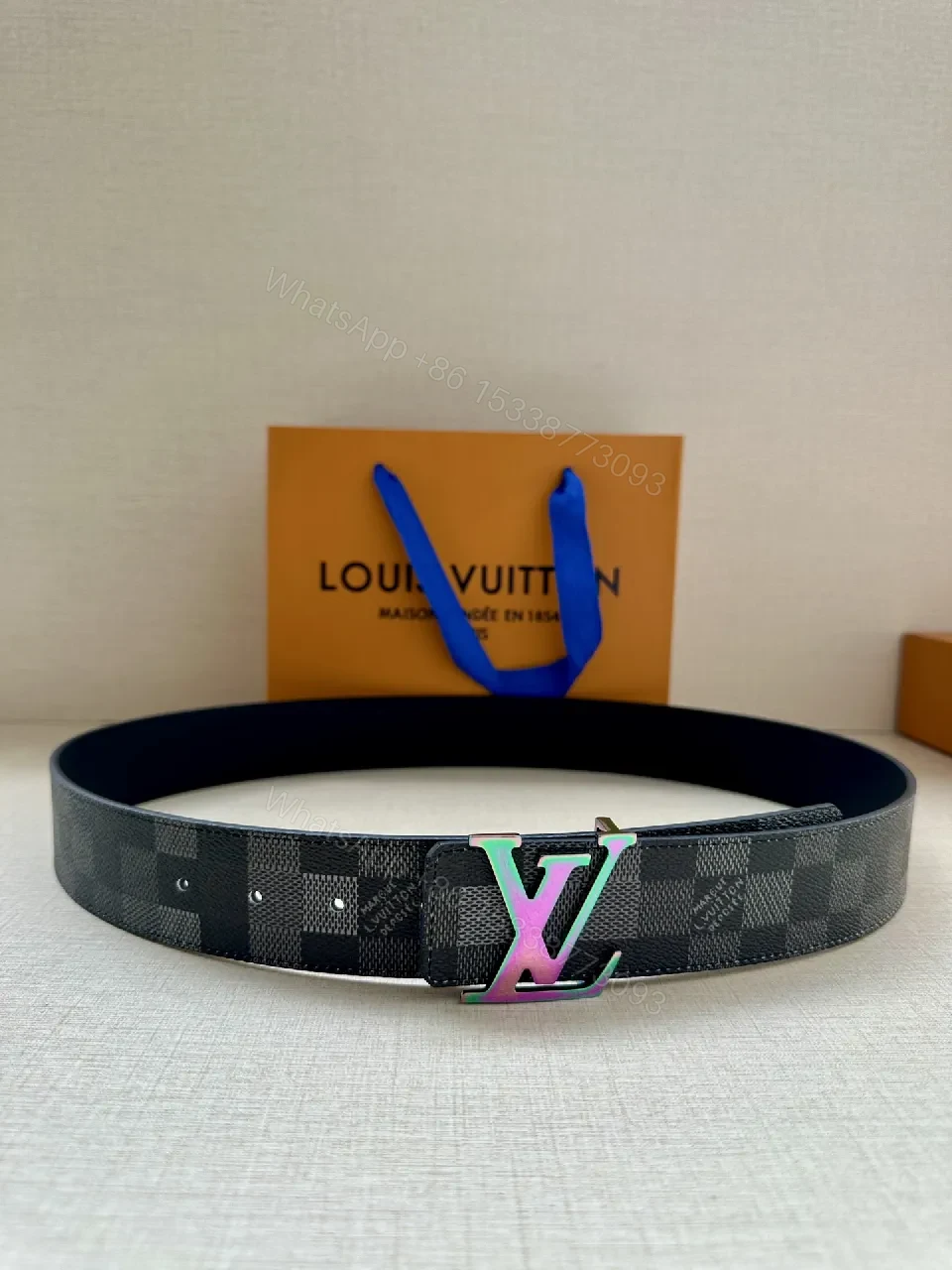 Iridescent Damier-Inspired Belt: Modern Luxury Accessory — view 1