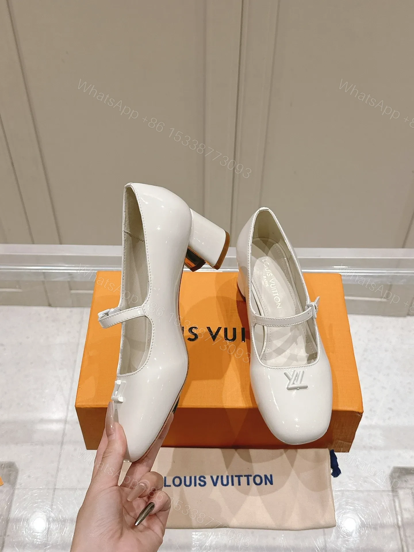 View 3 of LV Women White Patent Leather Heels