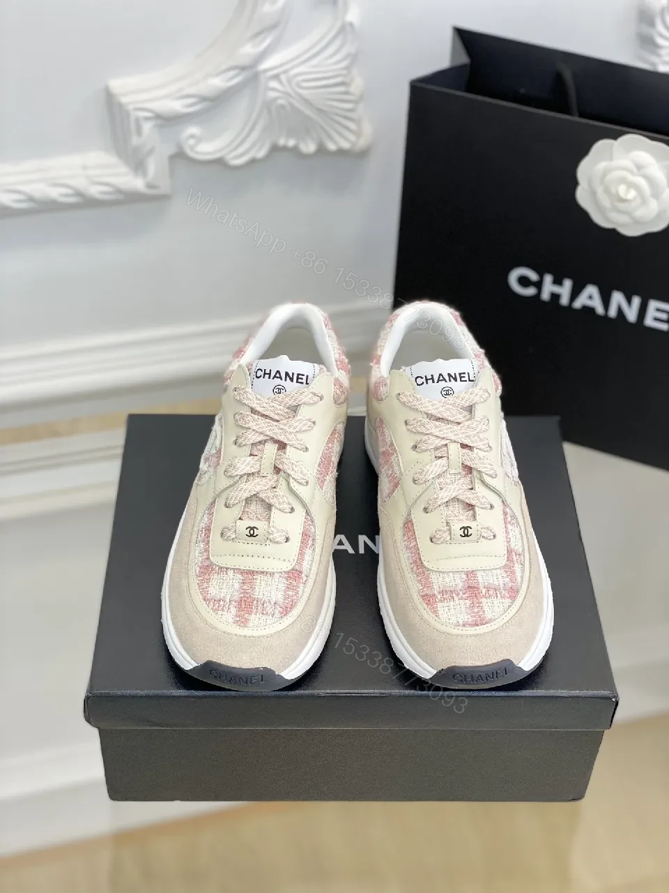 View 4 of Knit Texture High-Top Trainers: Mixed-Pattern Luxury Sneakers