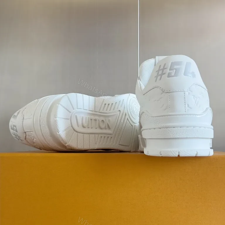 View 7 of Premium Leather LV-Accent White Sneakers: Classic, Comfortable, Versatile