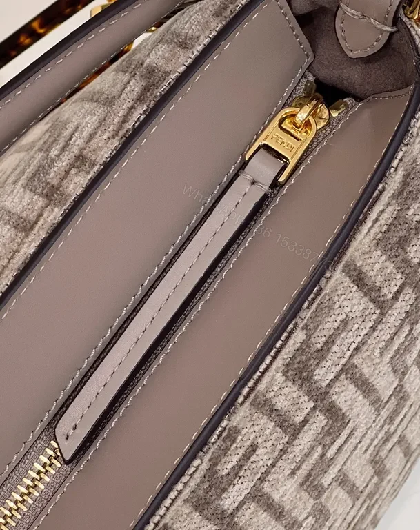View 4 of Fendi Signature Monogram Leather Handbag - Gold Hardware Carryall