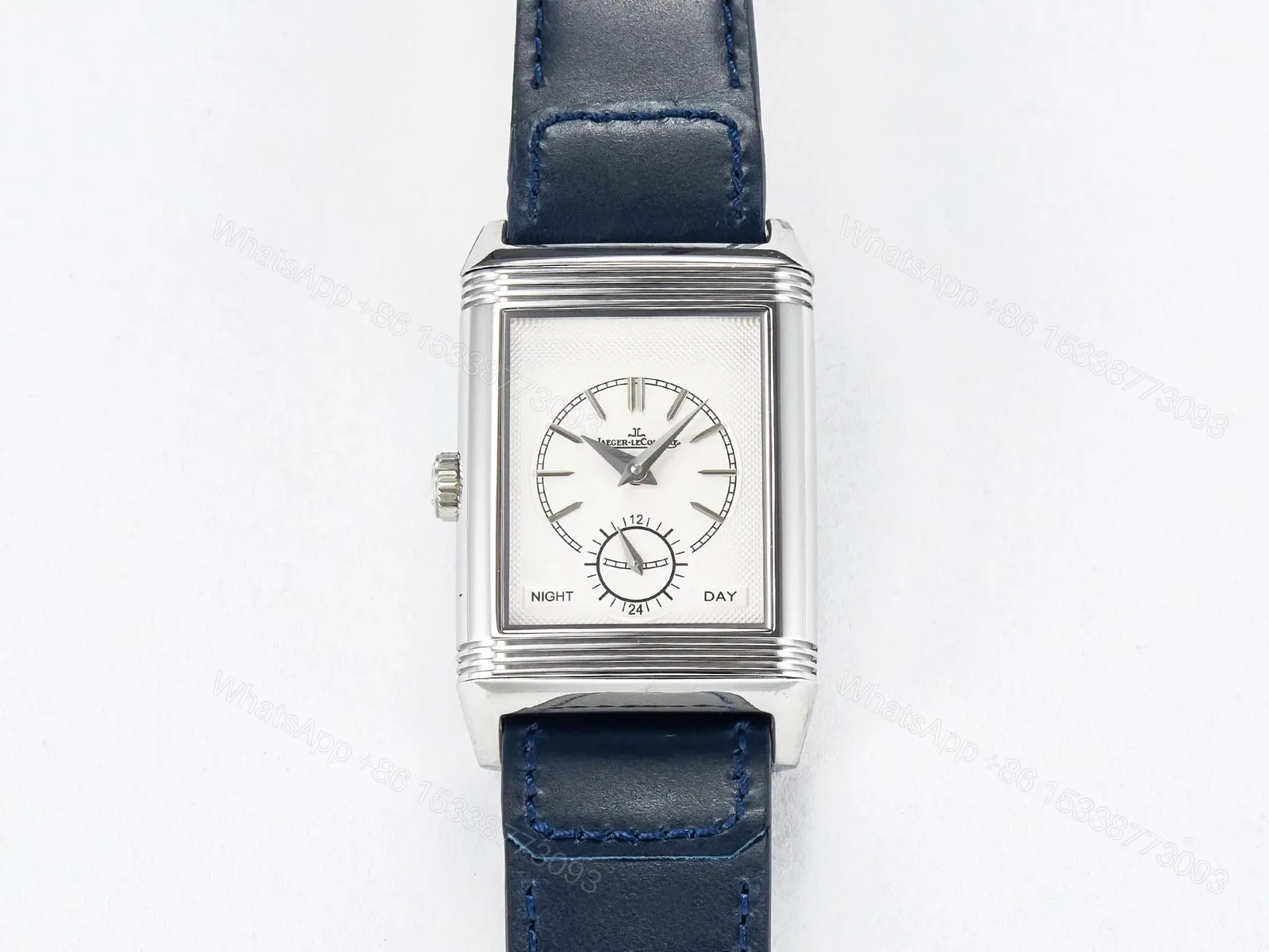 View 23 of Reverso Tribute Duoface Small Seconds SS MGF Best Edition Blue Dial on Blue Leather Strap A854A