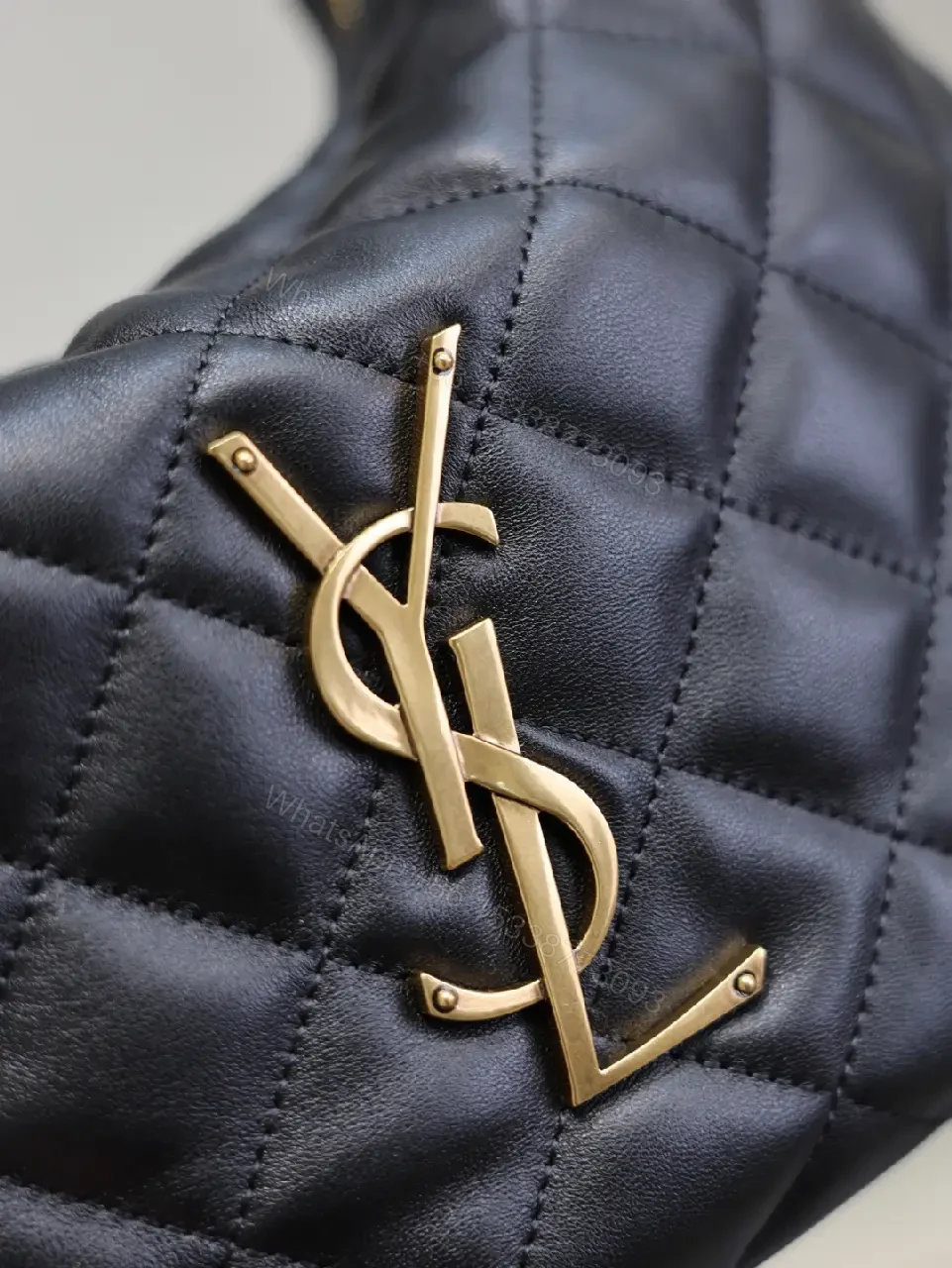 View 10 of Quilted Black Faux-Leather Bag with Gold Hardware
