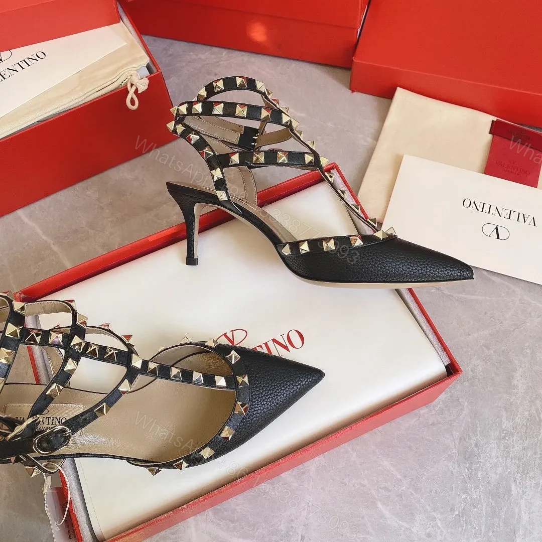 View 3 of Valentino Women Black Leather Studded Pumps