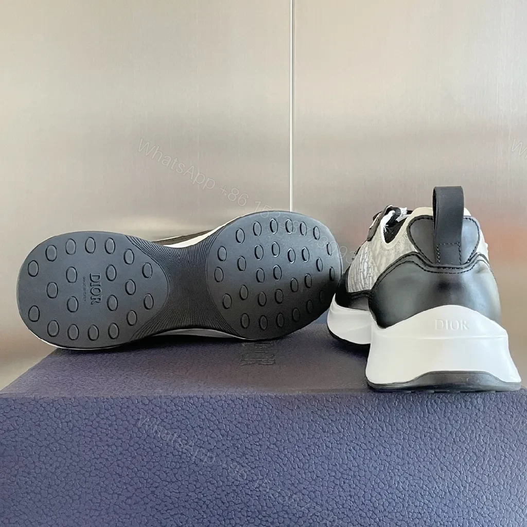 View 6 of Black Leather-Chic Low-Top Sneakers with Cushioned Sole
