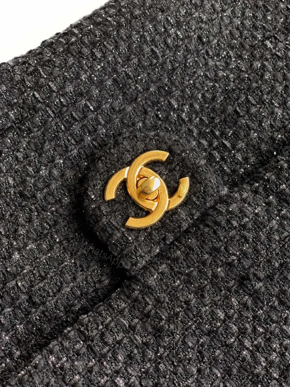 View 2 of Black Tweed Mini Bag with Gold Chain - Luxe Style