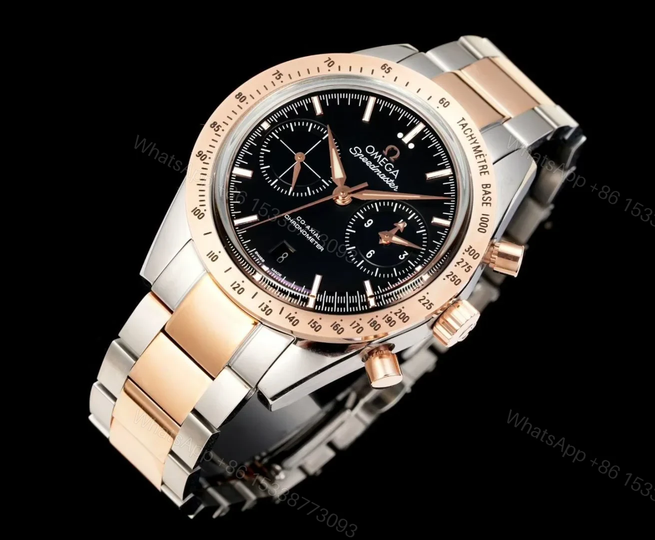 View 2 of Omega Speedmaster 57 Co-Axial Stainless Steel Red Gold Black Dial Bracelet 331.20.42.51.01.002