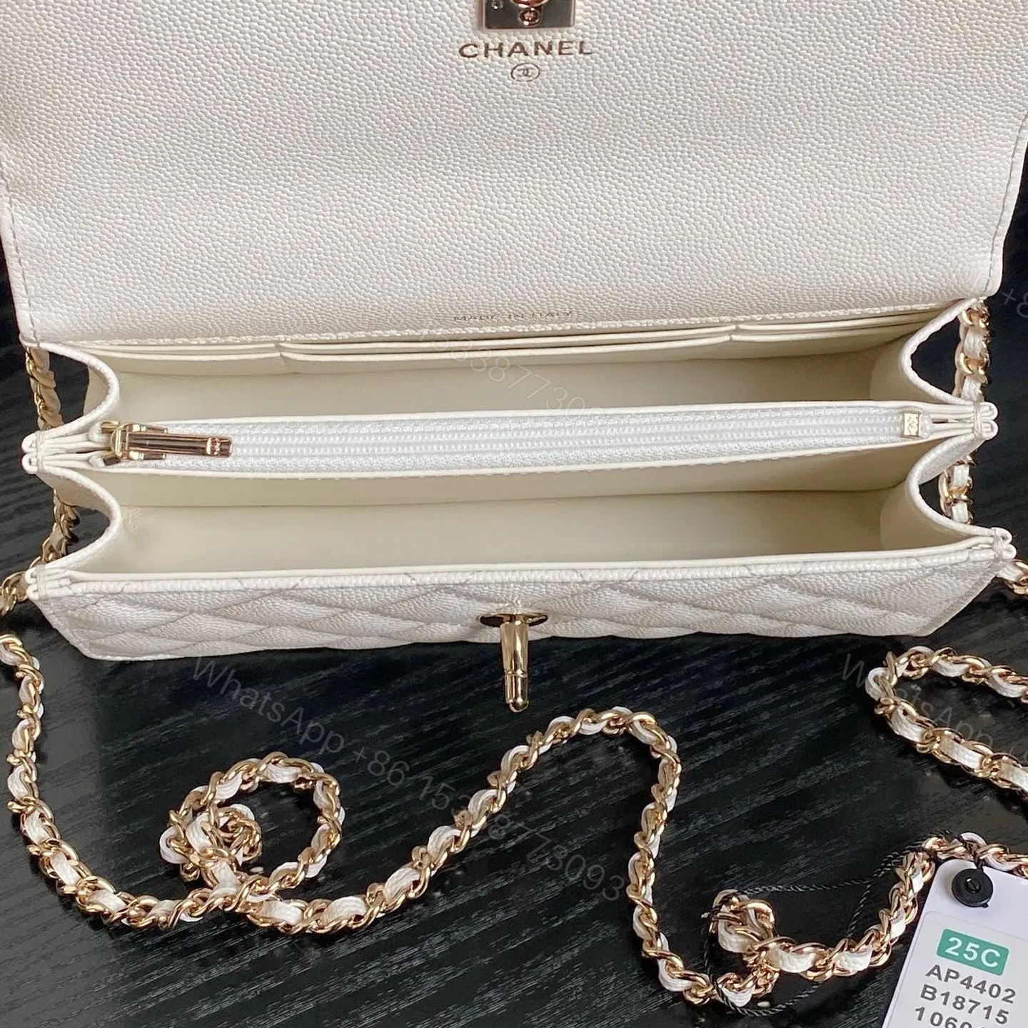 View 7 of CHANEL 25C FLAP BAG 18 IN WHITE SHINY GRAINED CALFSKIN GOLD HARDWARE