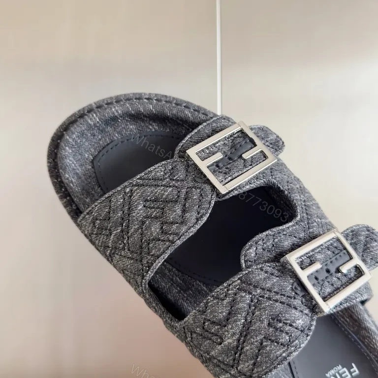 View 6 of Chic Fendi Velvet Dual-Buckle Sandals: All-Day Comfort