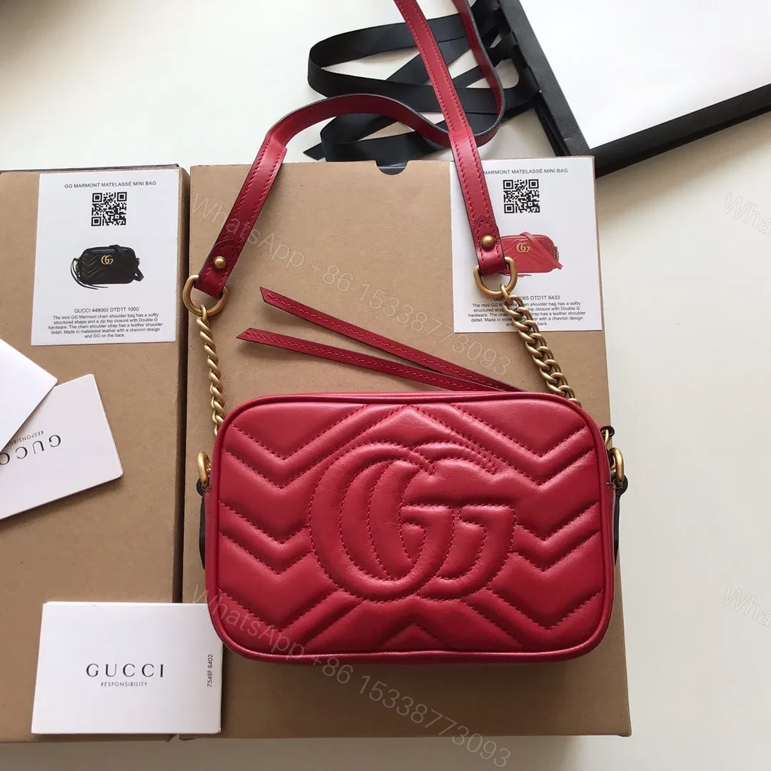 View 4 of GUCCI Calfskin Matelasse Mini GG Marmont Chain Shoulder