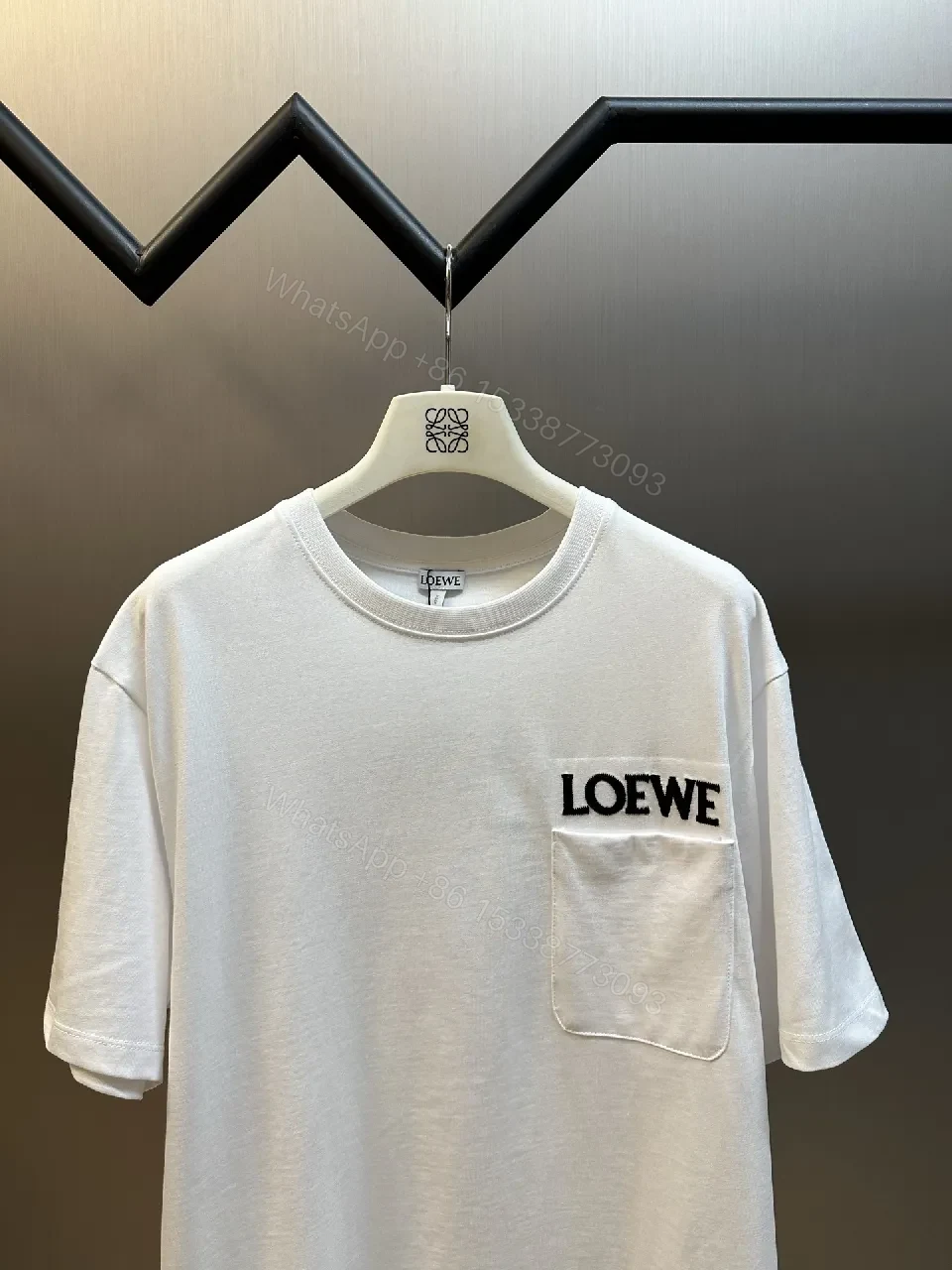View 6 of White Cotton Tee Dress, Minimalist, LOEWE-inspired Pocket