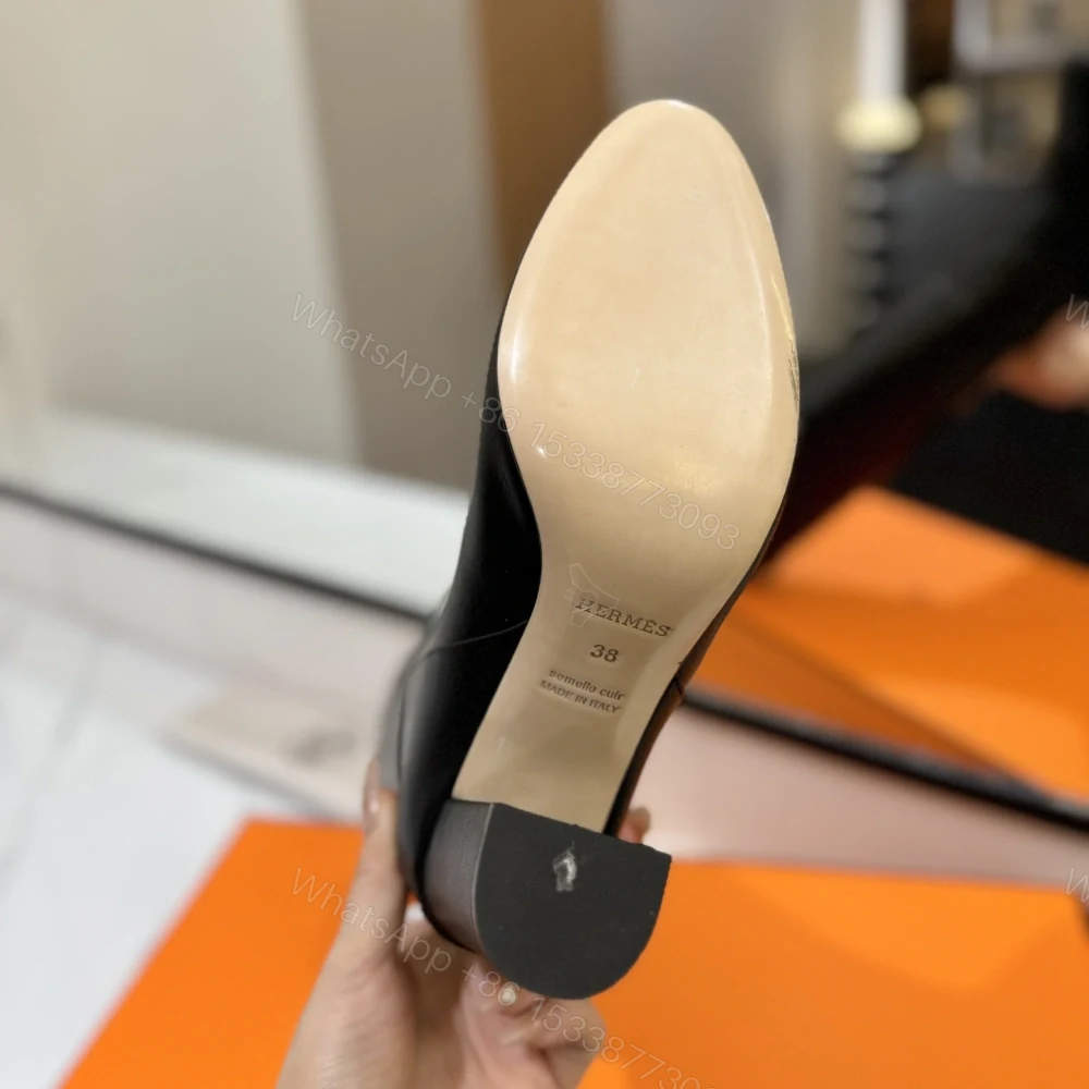 View 9 of 高仿Hermes*H182105ZG02小牛皮高筒靴黑色8.5CM免檢版