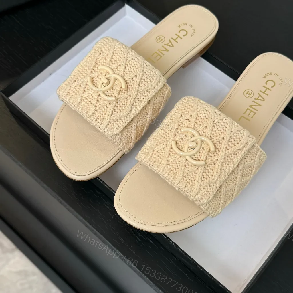 View 5 of Knit Texture Slides - Subtle Luxury Slip-Ons