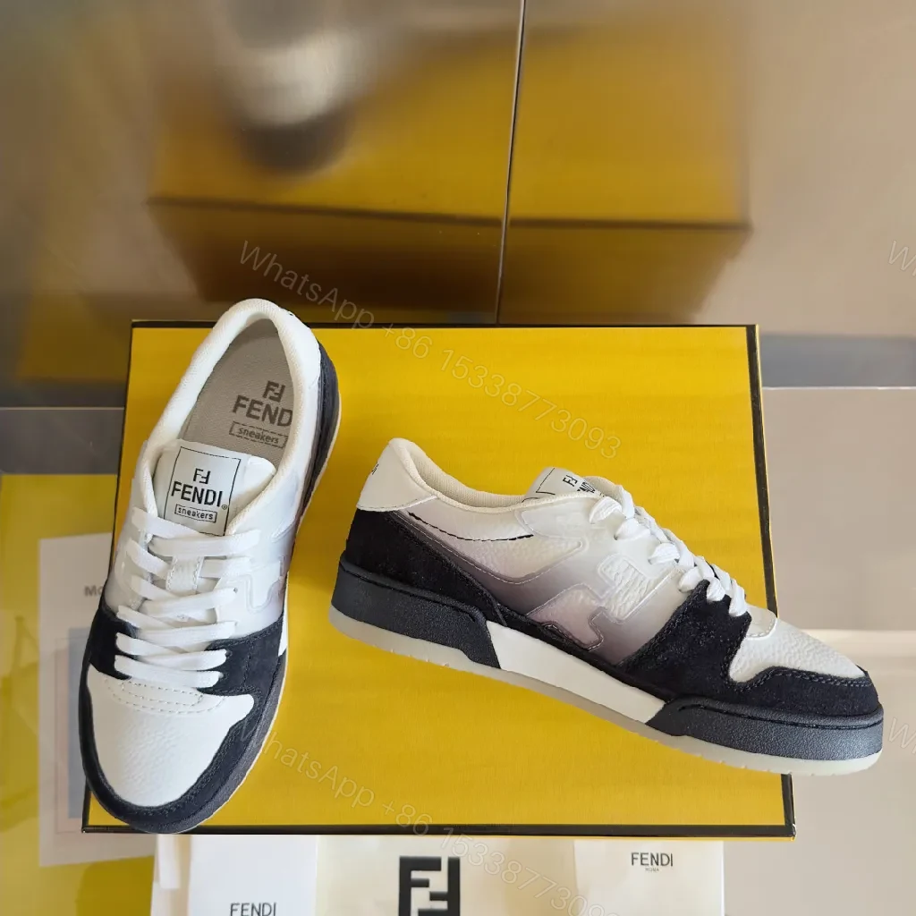 View 4 of Bold Black-White Leather Trainers with Luxury Accents