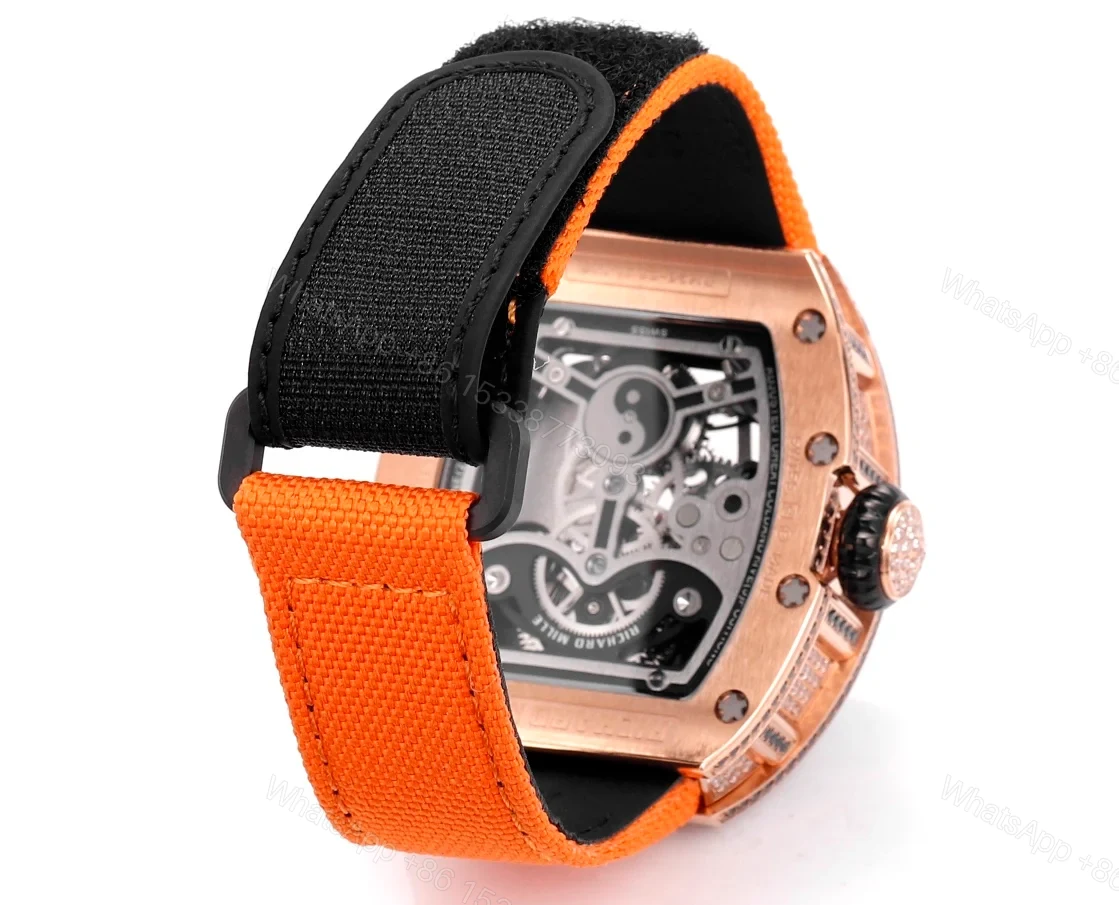 View 9 of Richard Mille RM26-01 Panda Tourbillon Watch Orange Strap Full Diamond Panda Art Dial 18K White Gold National Treasure Mechanical Edition RM26-01-PND-ORS