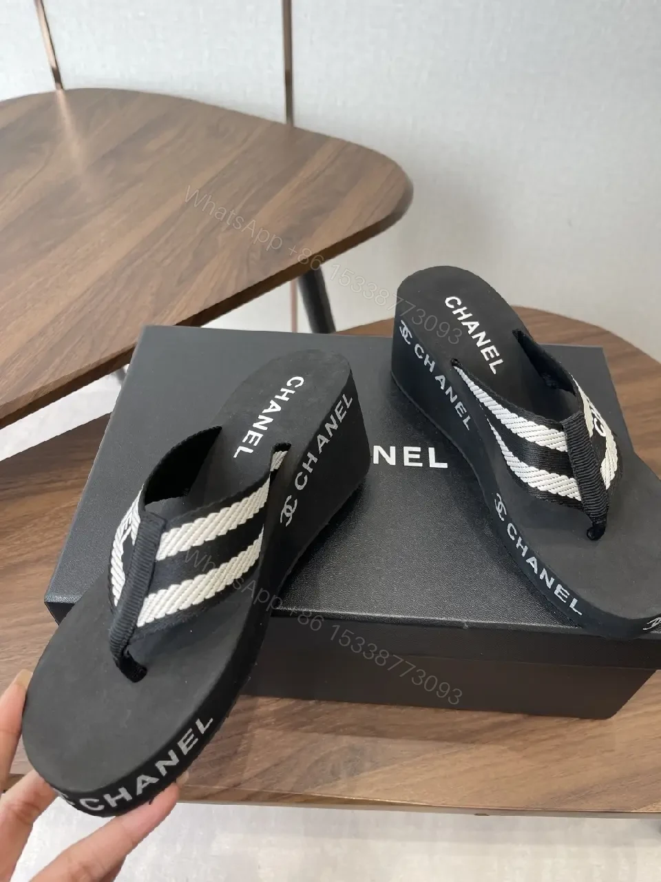 View 10 of Chic Black Foam Sandals with Signature Logo Straps
