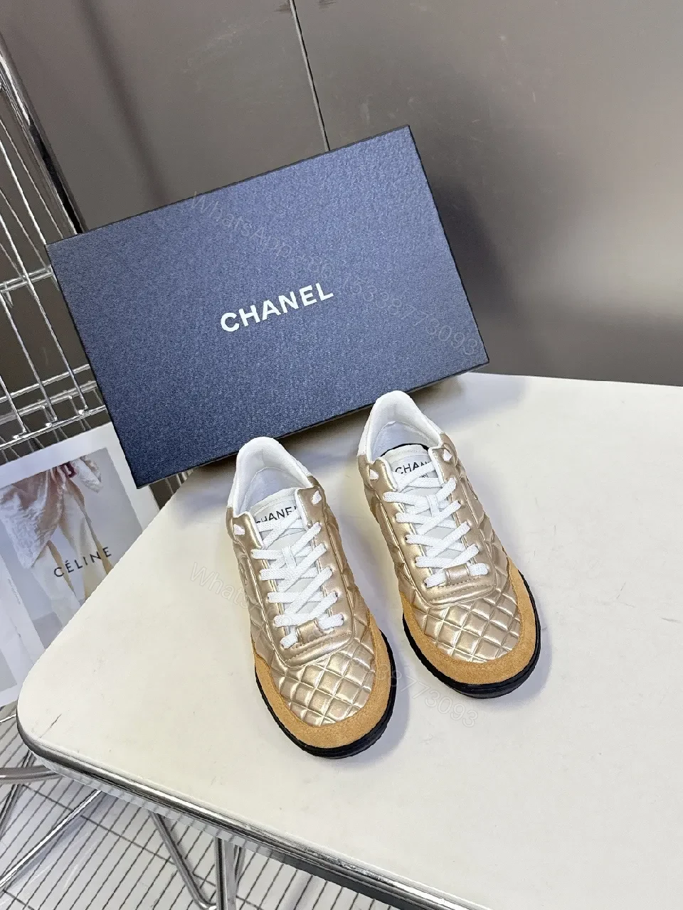 View 7 of Metallic Quilted High-Top Sneakers with Luxe Comfort