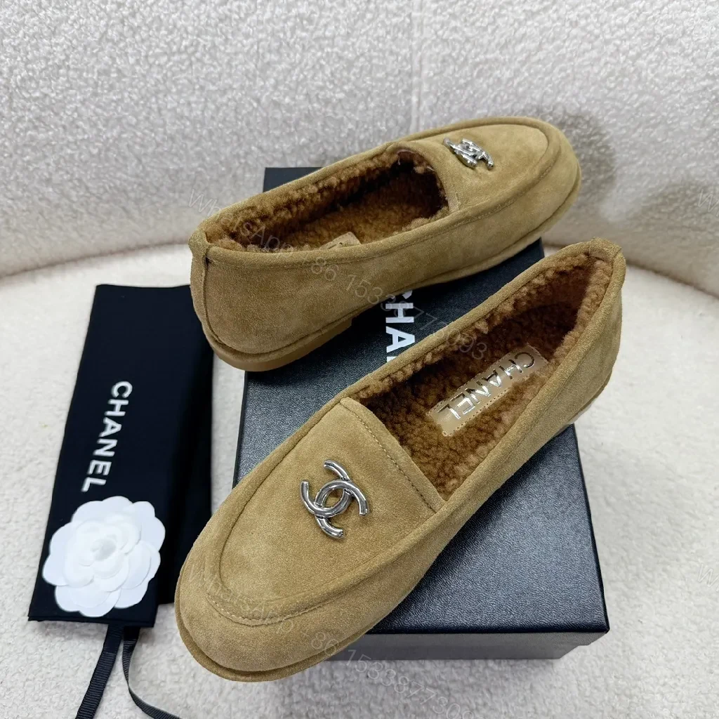 View 9 of Cozy-Camel Suede Shearling Mules with Logo
