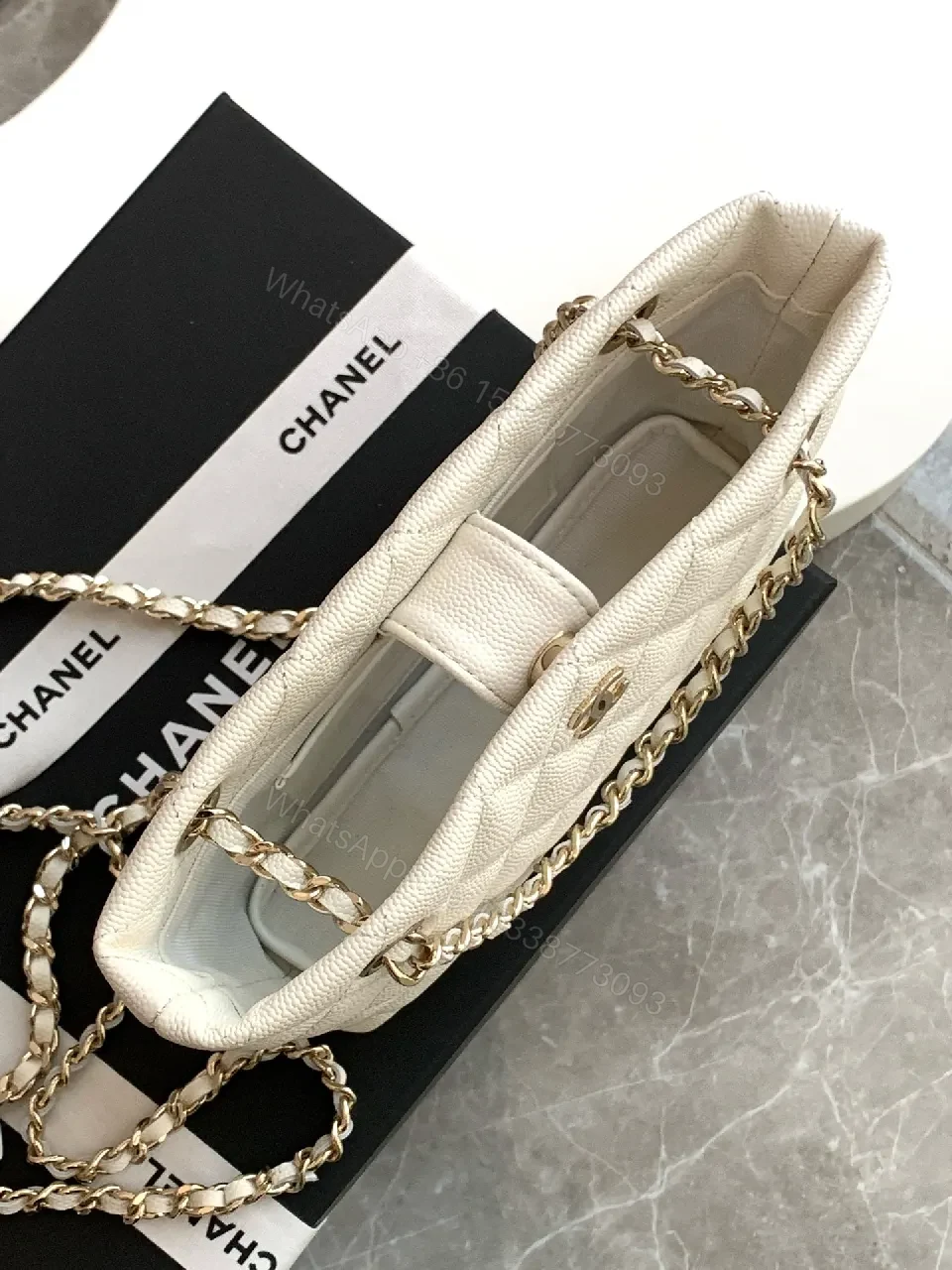 View 6 of Quilted White Chain-Detail Shoulder Bag, Elegant Day-to-Night