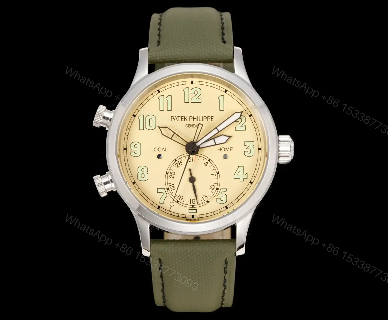 Patek Philippe Calatrava Pilot Travel Time Fabric Strap 40mm Premium Edition PATEK-PILOT-TT-FAB-40 — view 1