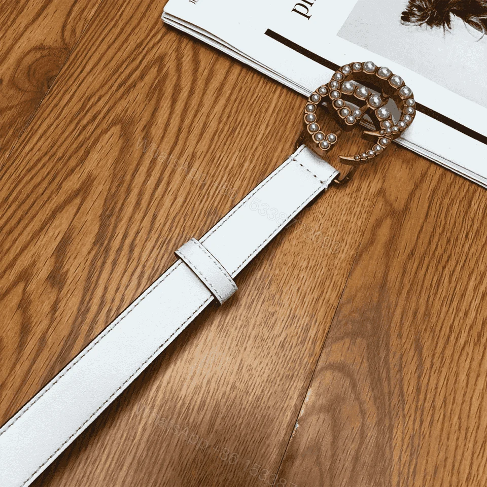 View 3 of GUCCI PEARL STUDDED GG BELT – B14
