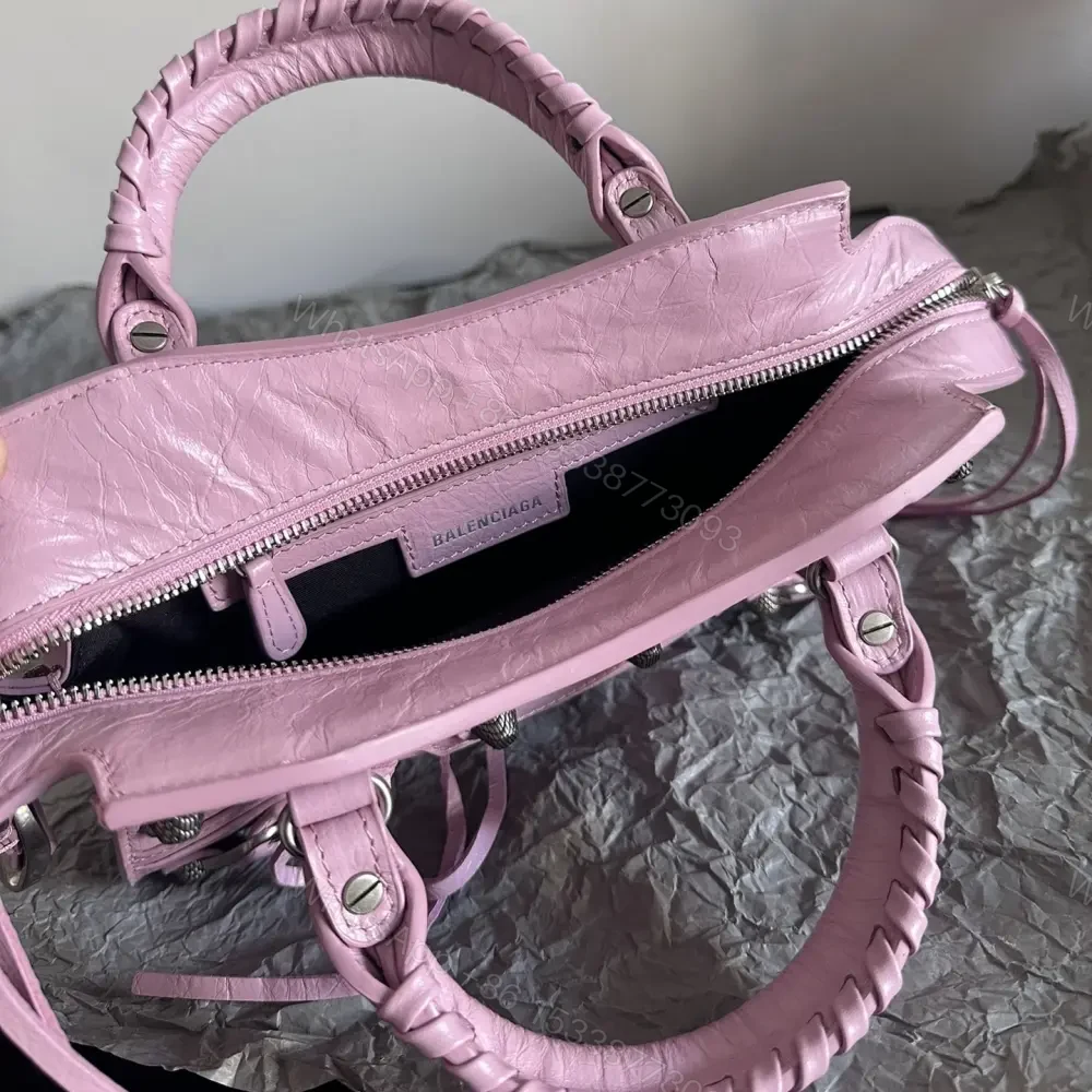 View 9 of 高仿Balenciaga*NeoCagole系列機車包粉色