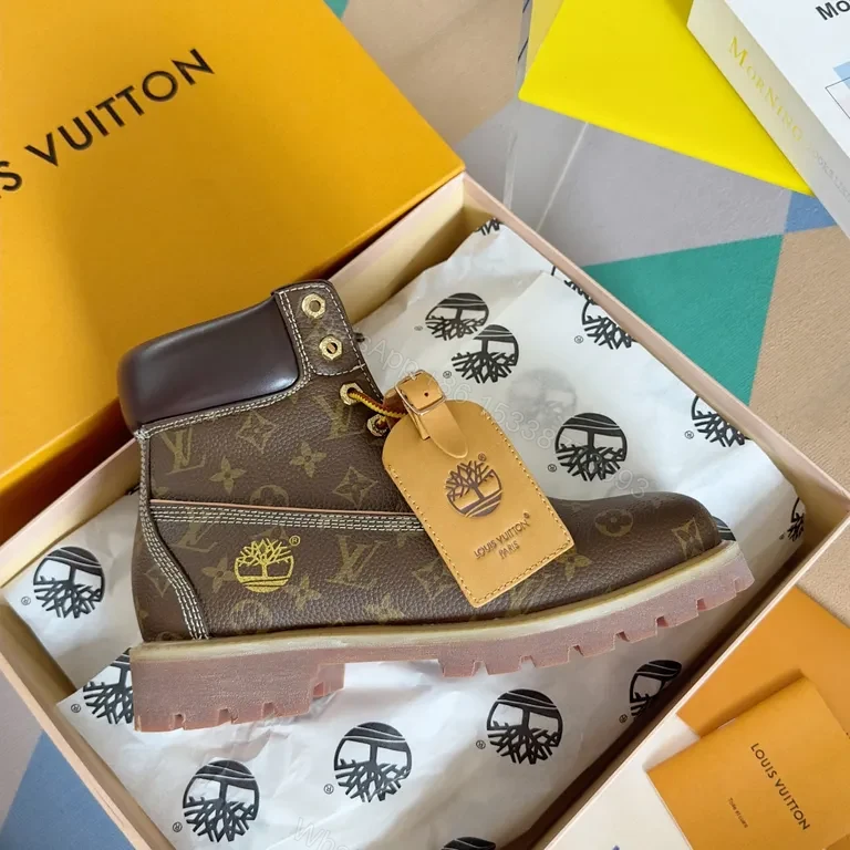 View 4 of Patterned Leather Boots with LV Hardware â€” Monogram Luxe Boots
