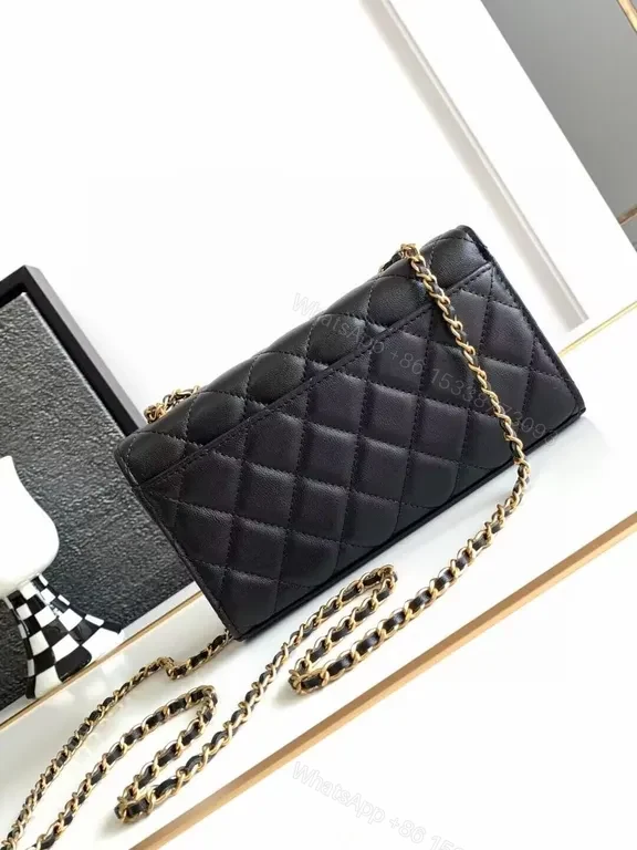 View 2 of Chanel-Inspired Quilted Flap Bag - Black, Luxe Texture