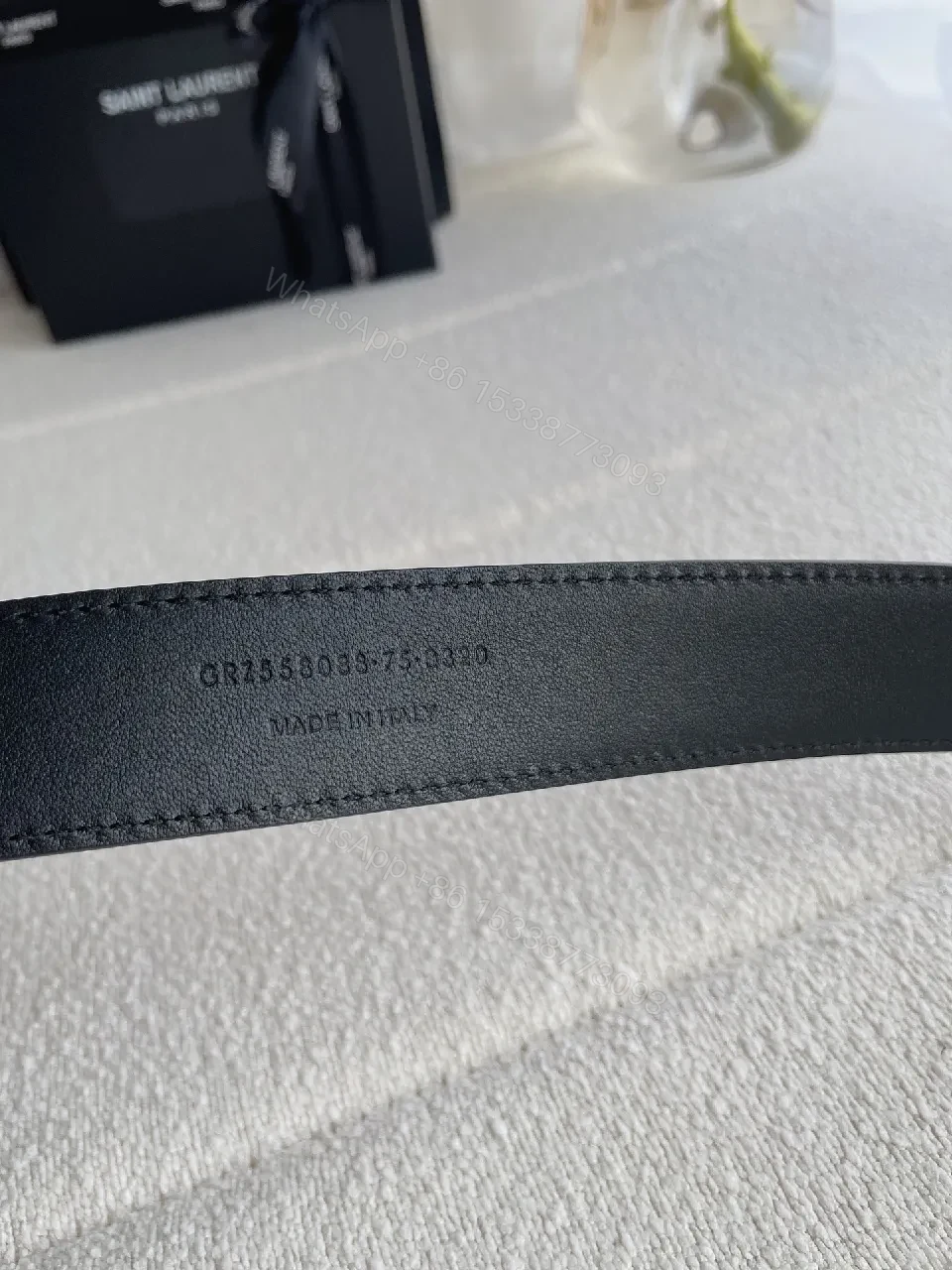 View 3 of Gold-Hardware Patent Leather Belt, Luxe Oxford Style, Premium Craftsmanship