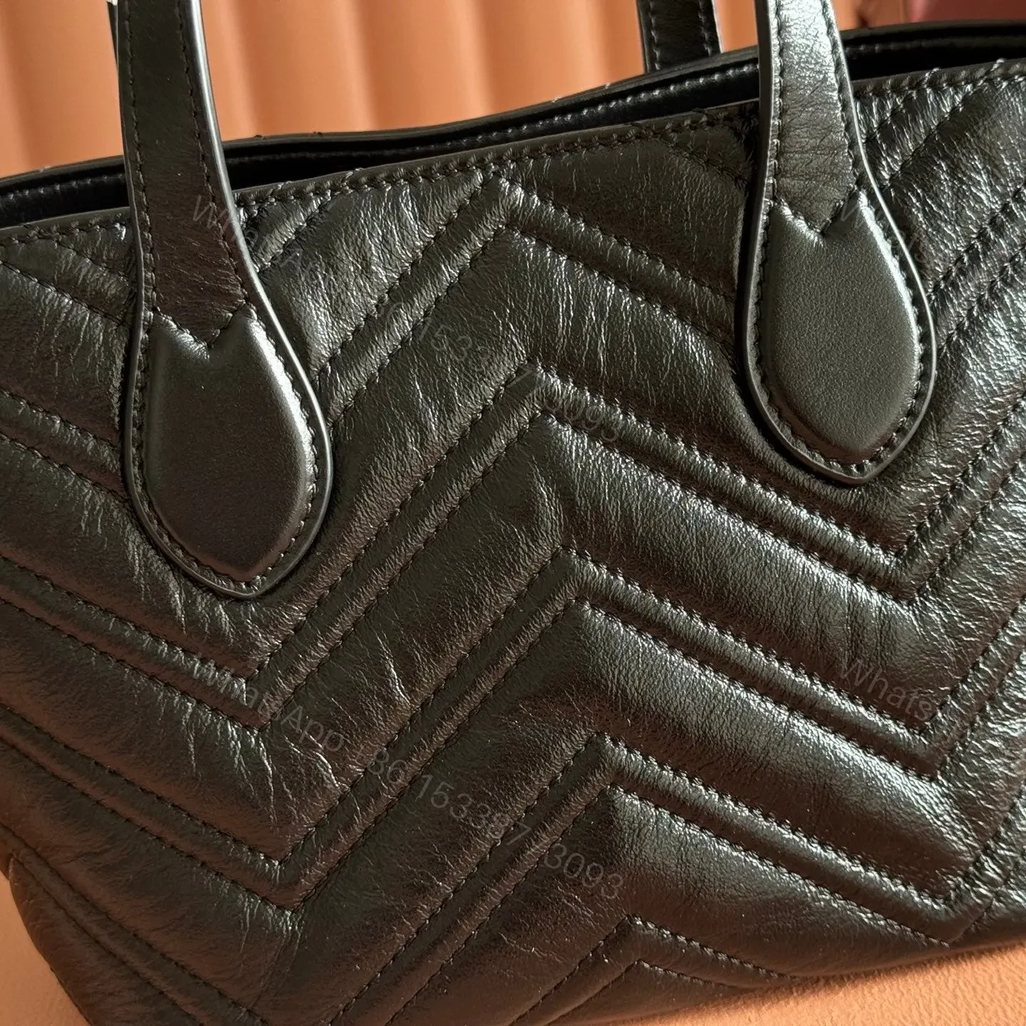 View 5 of GUCCI 26S GG MARMONT TOTE BAG 17 IN BLACK CALFSKIN